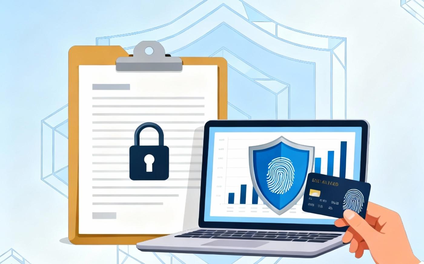 Clipboard, laptop and computer with secure fingerprint and lock for identity protection