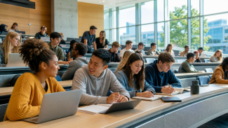 College students in modern university lecture hall require understanding your college savings options and how they fit your complete financial picture.