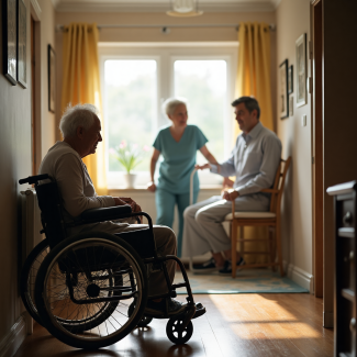 Elderly person receiving care with caregiver, illustrating the important long-term care decisions families face when balancing home care versus facility options.