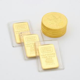 gold coins and half ounce gold bars